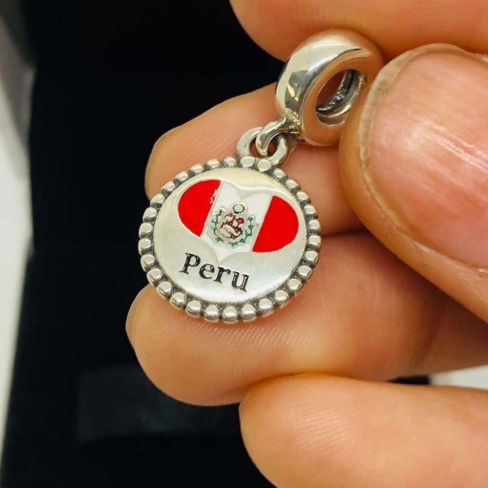 ✨🔥Pandora Peru Flag Dangle Charm S925 Silver with box